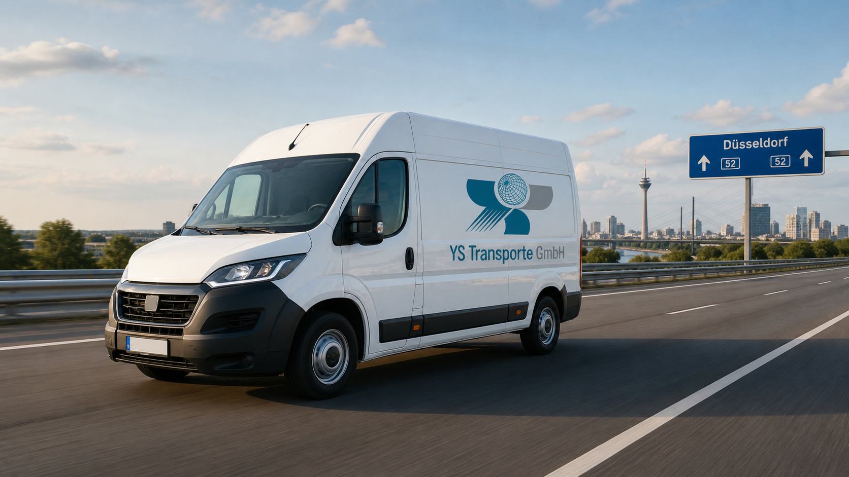 YS Transporte Lieferfahrzeug auf dem Weg nach Düsseldorf